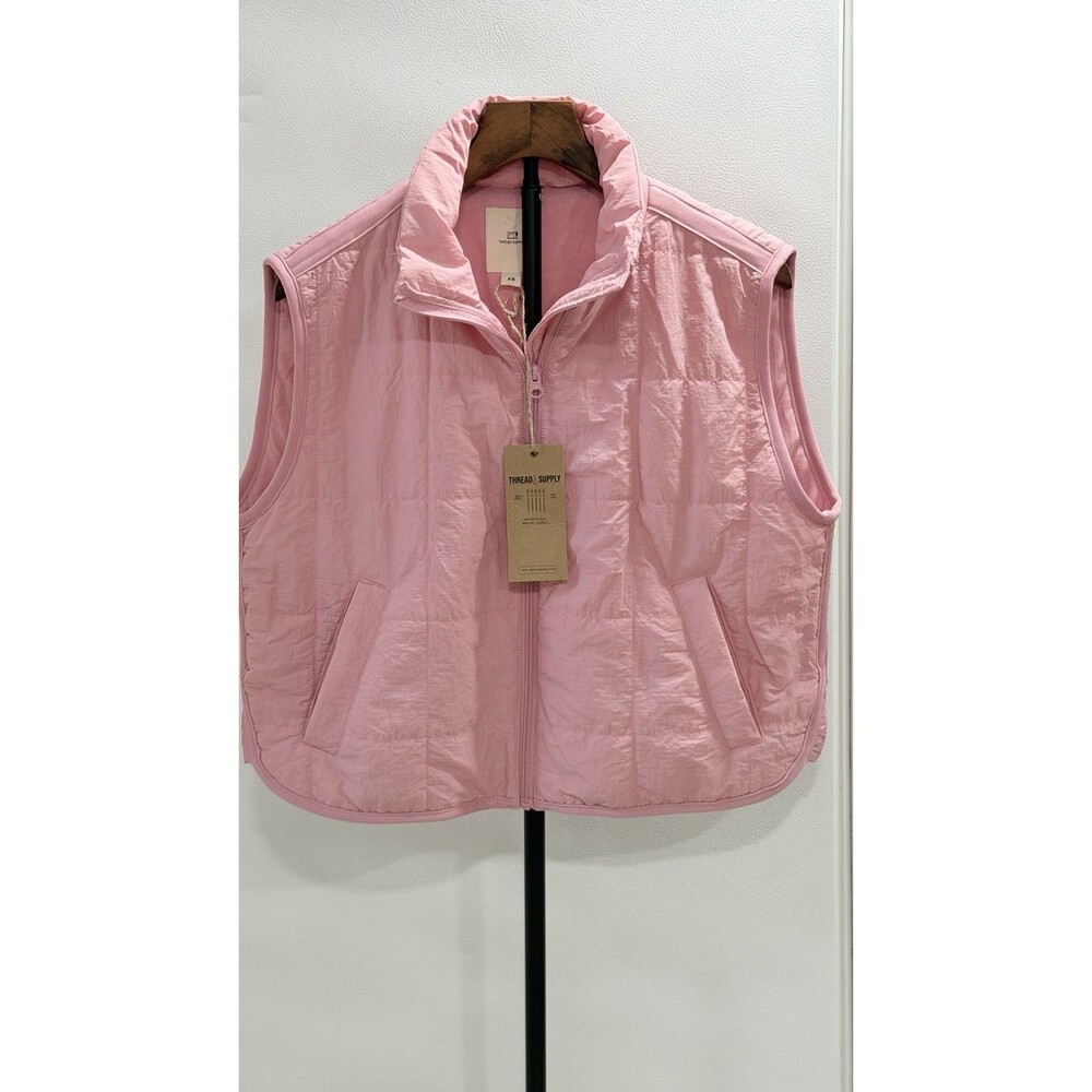 Thread & Supply Women XS Sea Pink Oversized Quilted Puffer Vest NWT